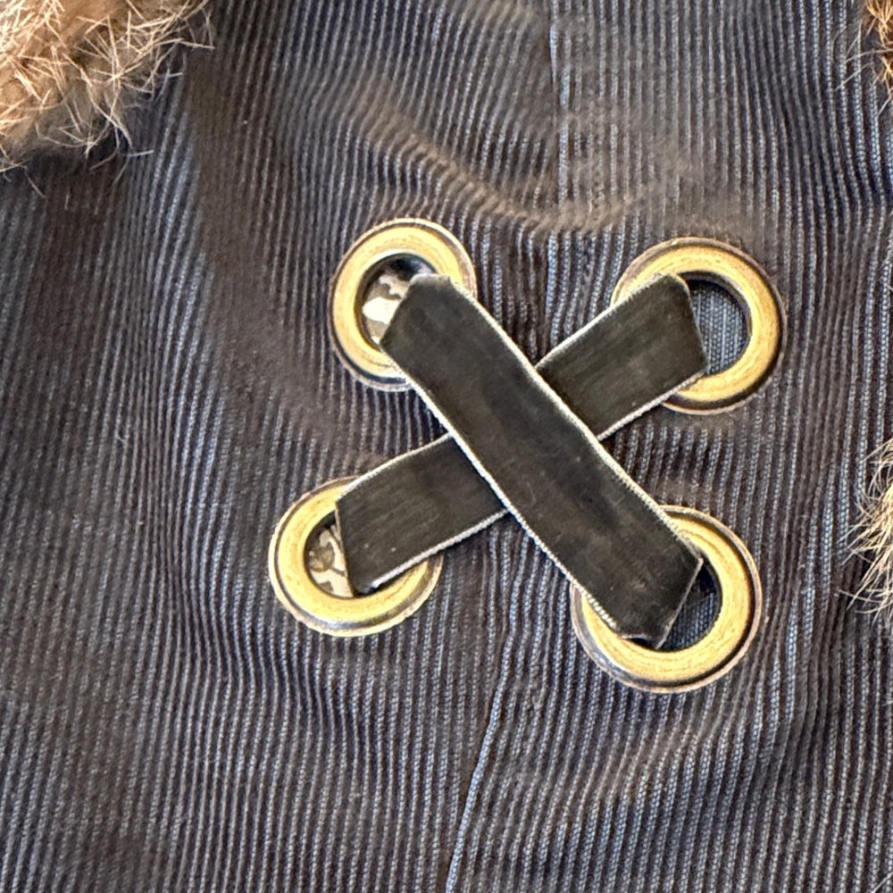 Corduroy Vest with Rabbit Fur Trim – Fully Lined - Picture 5 of 9